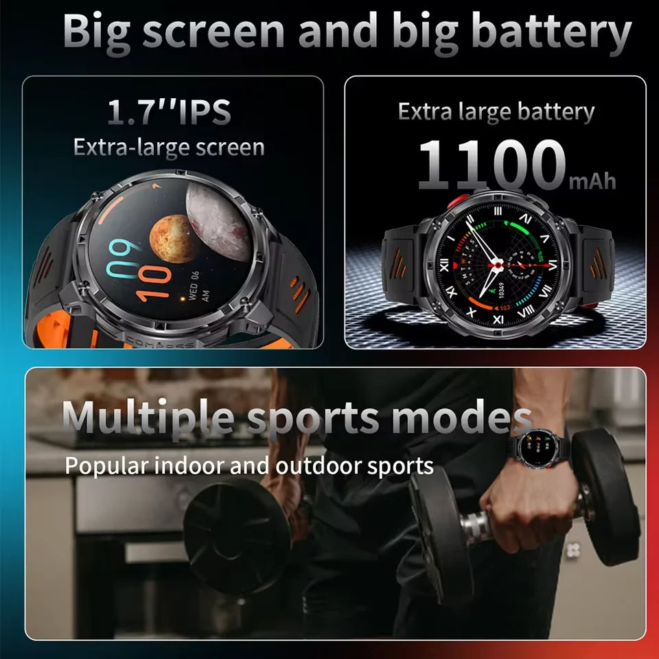 2026 New T-Rex3 Pro GPS Tracker 1100mAh Smartwatch Men 120-Day Standby Clock Rugged Outdoor Sport 10ATM Waterproof Call Watches