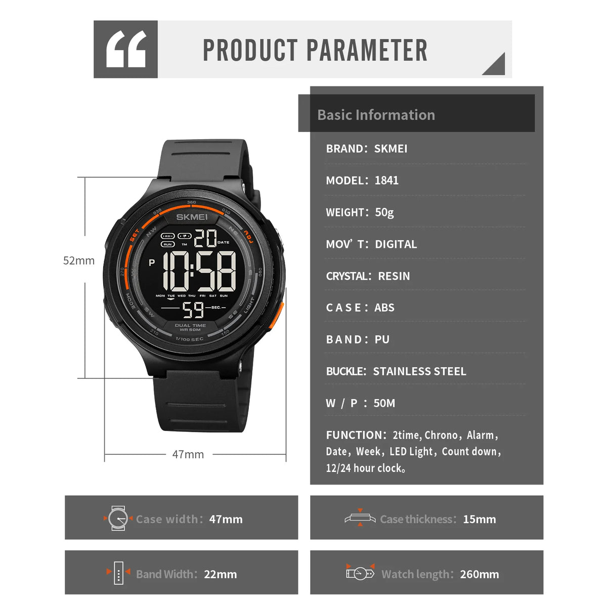SKMEI Fashion Mens Sport Watches Digital LED Light Countdown For Men Women 5Bar Waterproof Wristwatches Alarm Clock