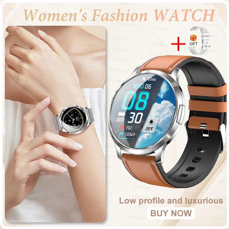New Women Smart Watch 1.32"AMOLED Full Touch Screen Bluetooth Call Blood Pressure IP68 Waterproof NFC 7.3mm Ultra-thin bracelet
