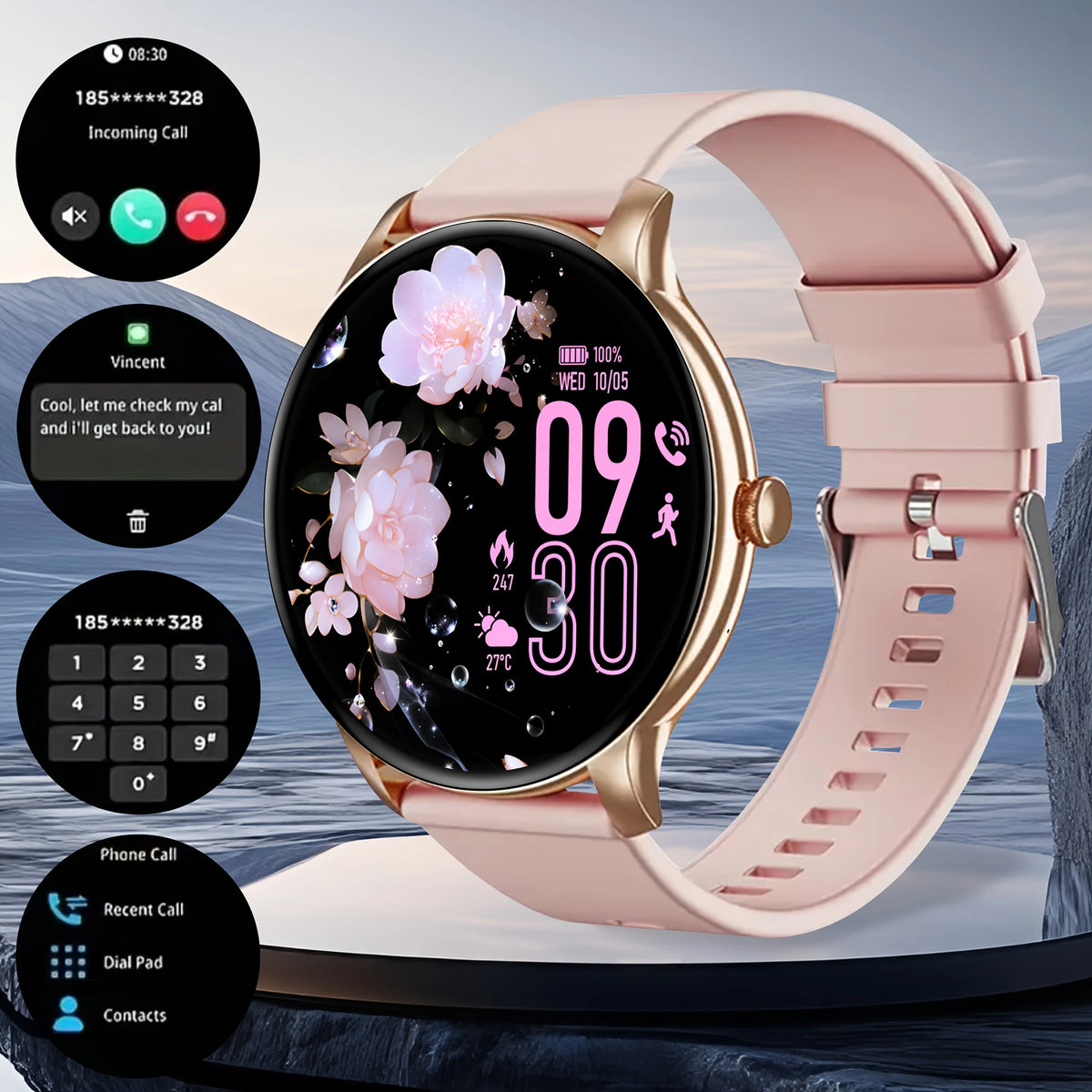 LAXASFIT 2026 New Smart Watch for Men Women 1.52-inch Full Touchscreen Make Calls Fitness Track Heart Rate Monitor Smartwatch