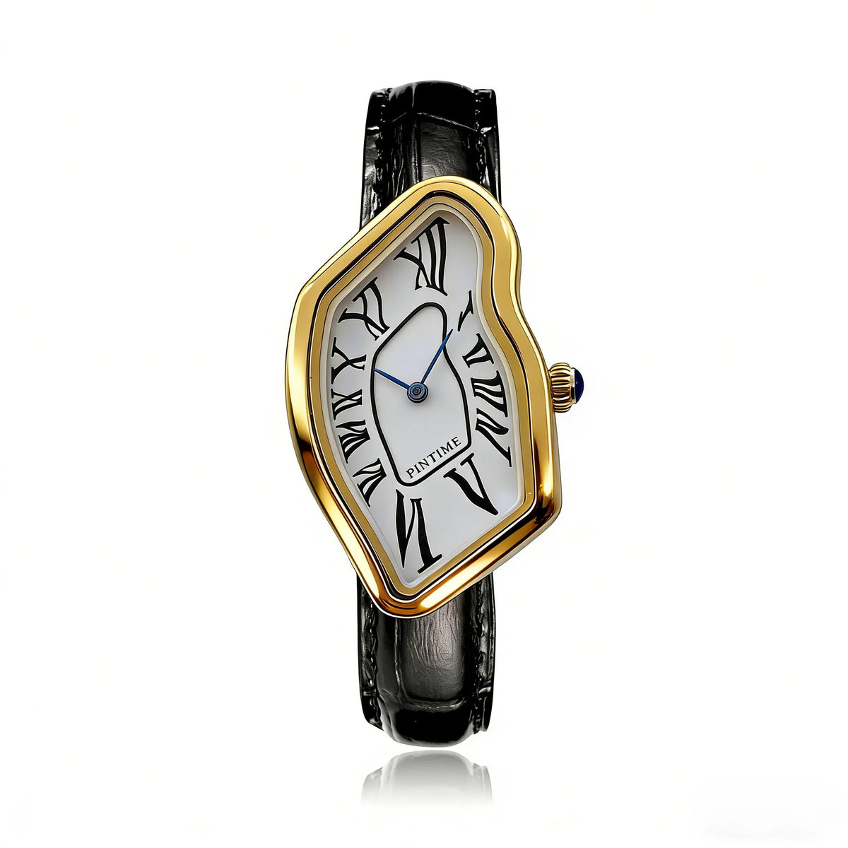 1pc lady quartz watch, Roman numeral dial, creative irregular shape watch, retro Y2K design, quartz movement, alloy case and min