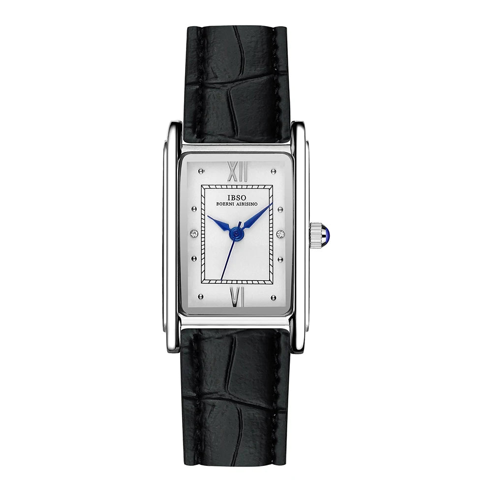 Luxury Brand Women Watch Rectangular Small Silver Steel Elegant Quartz Handwatch Female Waterproof Vintage Lady Wristwatch Black