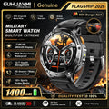 Men Rugged Steel Sport Smart Watch 1400mAh Battery 1.7" HD Bluetooth Call 10ATM Waterproof Heart Rate Fitness Trackr Smartwatch
