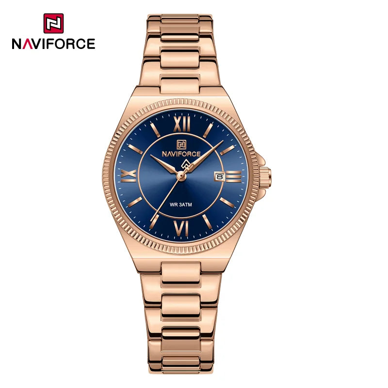 High Quality NAVIFORCE 2026 Woman Quartz Watch Retro Watches 3ATM Waterproof Stainless Steel Watchband  Ladies' Watches NF5073