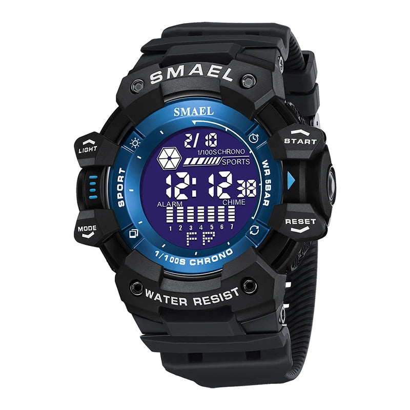 SMAEL Military Digital Watch LED Sports Wristwatches 50m Waterproof LED Stopwatch 8050 Army Watches Digital Big Dail Clock Alarm