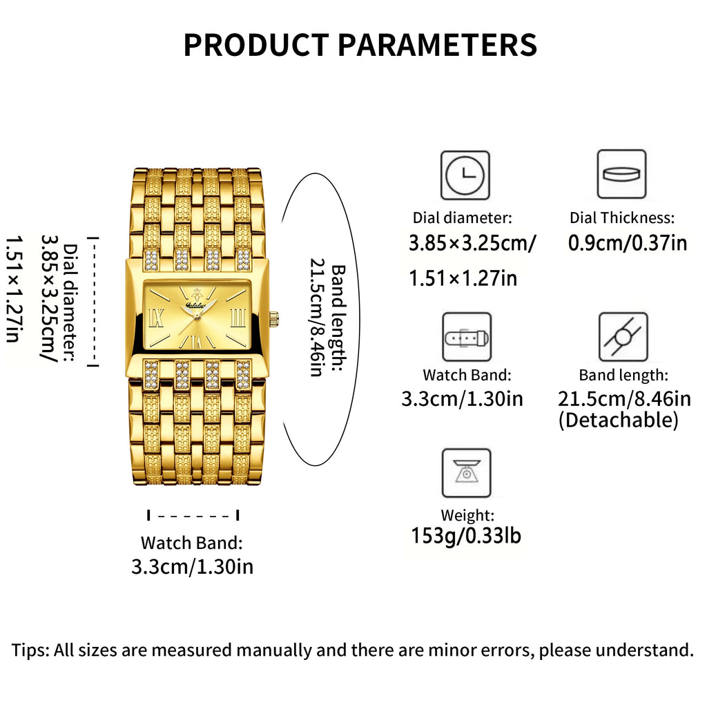 YaLaLuSi Fashion Women's Gold-Plated Quartz Watch Luxury New-Style Women's Gold Wristwatch Women's Gift Watch Box
