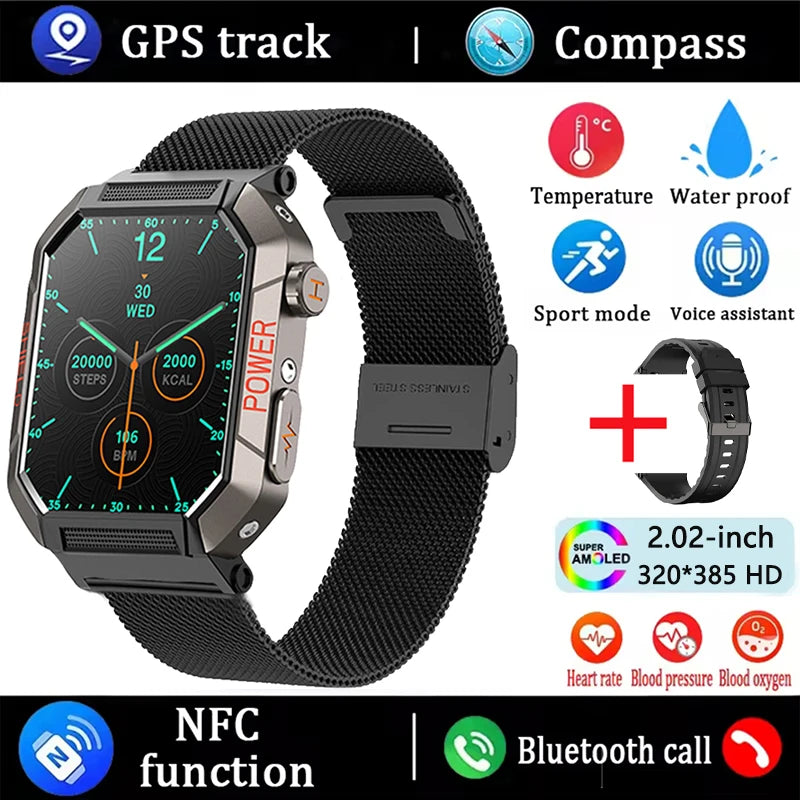 2026 New 2.02" Smart Watch Professional ECG & PPG Health Monitor Bluetooth Call GPS Track Recorder IP68 Waterproof for Men Women