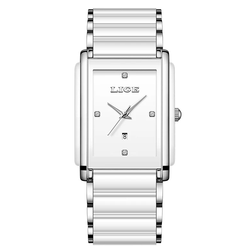 LIGE New Luxury Women Watches Elegant Ceramic Quartz Wristwatches Waterproof Date Fashion Gift For Ladies Watch Relojs Mujer+Box