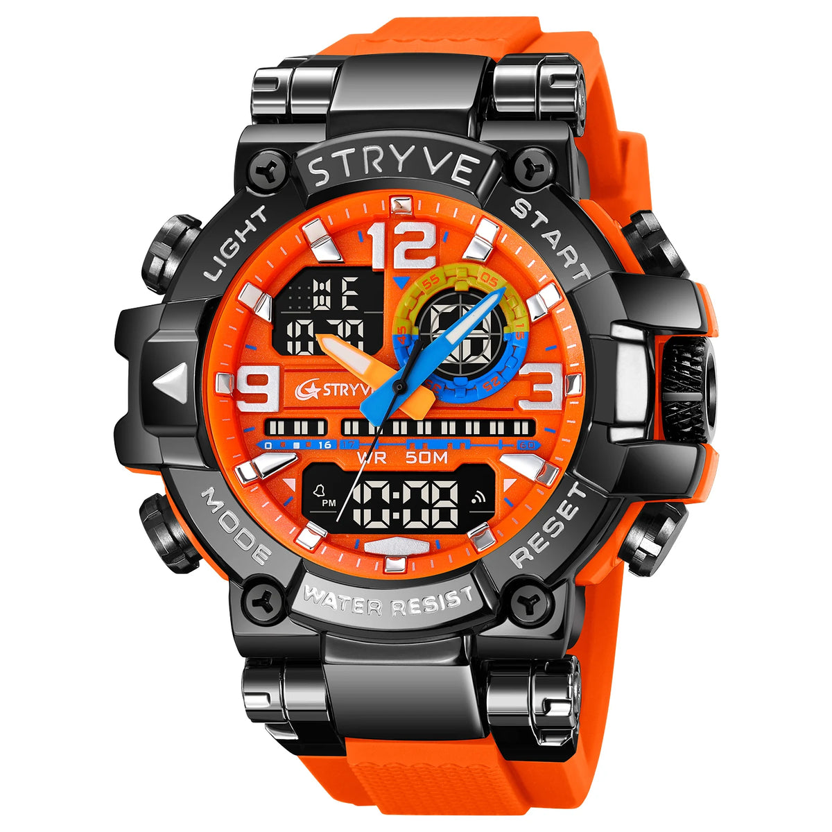 Men's STRYVE 8025 High Quality Digital-Analog Dual Movement 5ATM Waterproof Watches Fashion Sports Men's Relogio Masculino