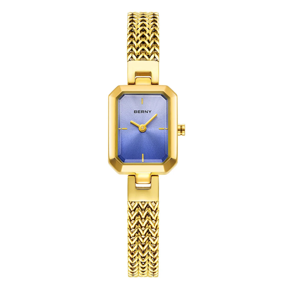 BERNY Square Women Wristwatch Luxury Fashion Quartz watches Minimalist Rectangle Mini Dial Stainless Steel Jewelry Women's Watch