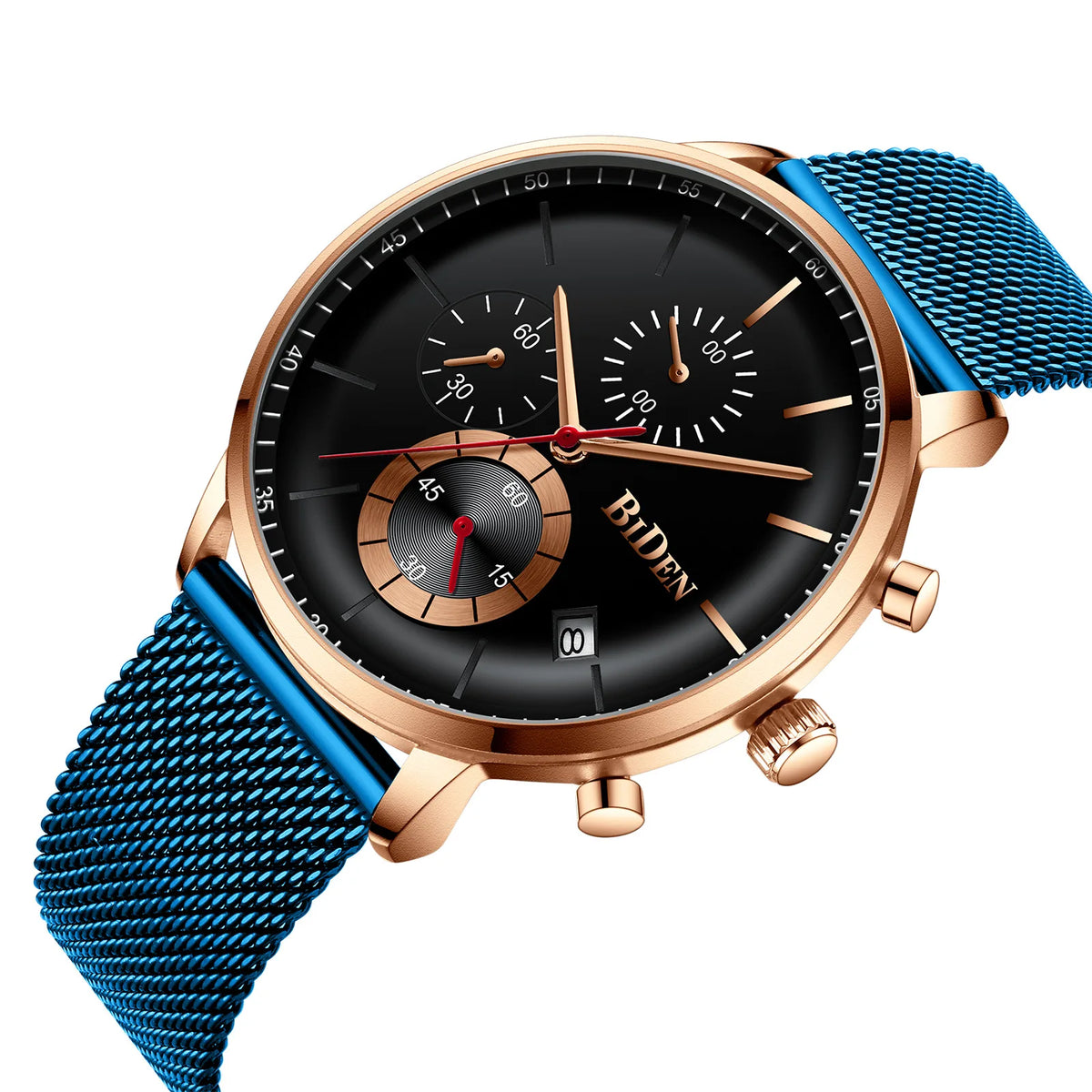 New Men Watch Fashion Mens Stainless Steel Mesh Waterproof Sport Quartz Wristwatch Luxury Blue Male Watches for Men Female Reloj