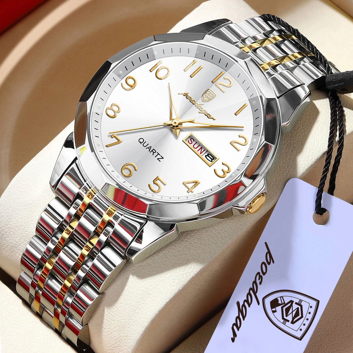 POEDAGAR Brand Watches For Couple Waterproof Date Week Couple's Watches Quartz Stainless Steel Fashion Lovers Watch Set+Box Gift