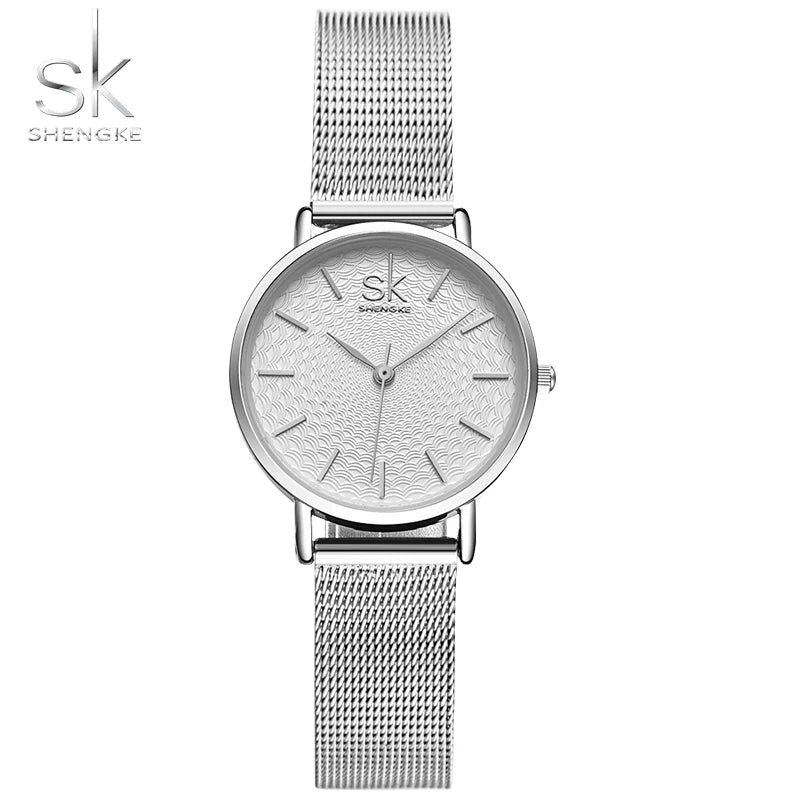 SK Super Slim Sliver Mesh Stainless Steel Ladies Watches Women Top Brand Luxury Casual Clock Waterproof Wristwatch for Women