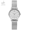 SK Super Slim Sliver Mesh Stainless Steel Ladies Watches Women Top Brand Luxury Casual Clock Waterproof Wristwatch for Women