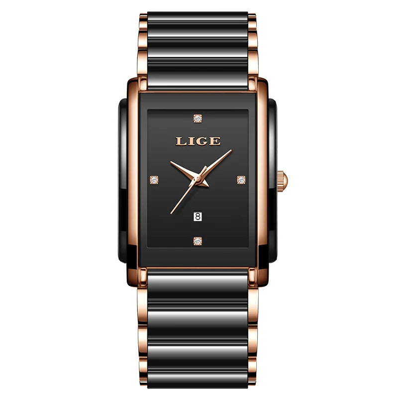 LIGE New Luxury Women Watches Elegant Ceramic Quartz Wristwatches Waterproof Date Fashion Gift For Ladies Watch Relojs Mujer+Box