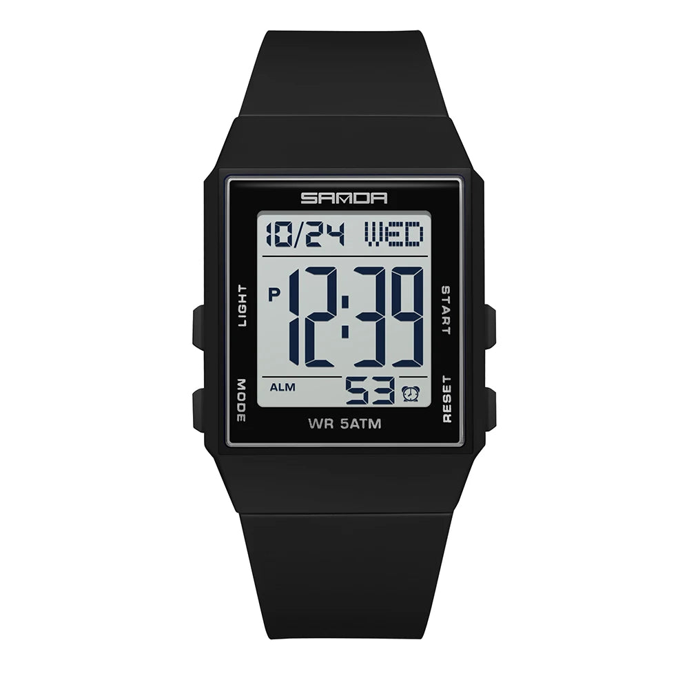 SANDA Women's Casual Digital Watches LED Lighting Stopwatch Alarm Clock Time Display 3ATM Waterproof Lady Elegant Watches