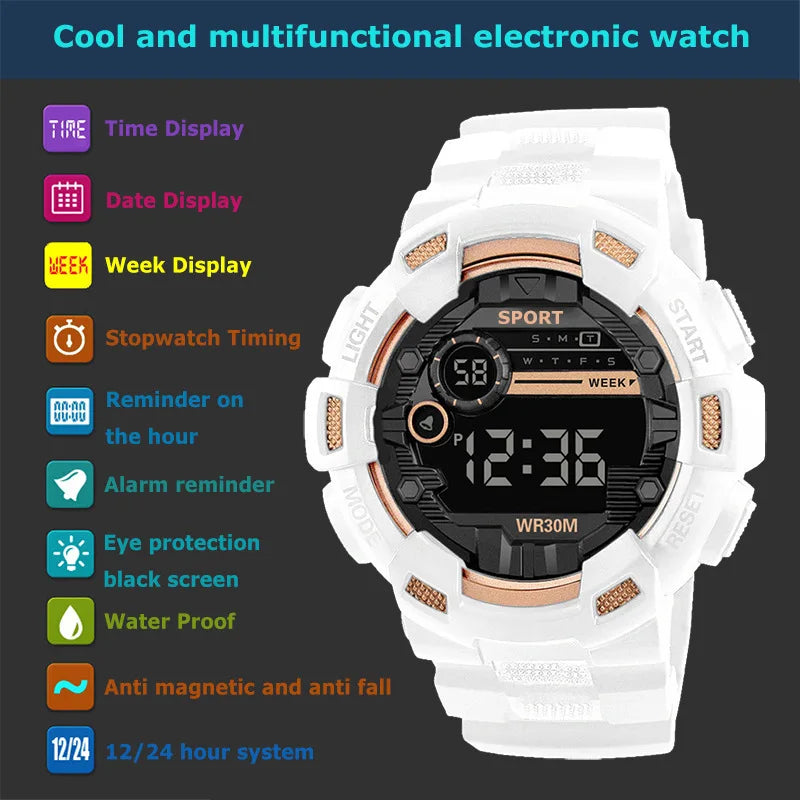 Sports Men's Watch Waterproof Luminous Military Clock Waterproof LED Digital Wathes Fitness Sports Watch for Man Kids Student