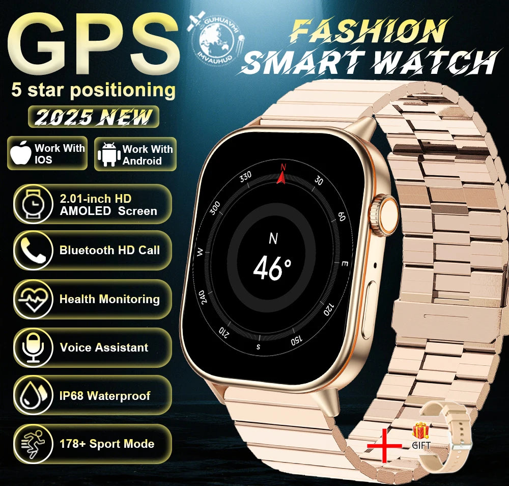 2026New Dual-band GNSS GPS Sports Smart Watches IP68K Swim Compass Heart rate tracker Military Bluetooth Call Bracelet Men Women
