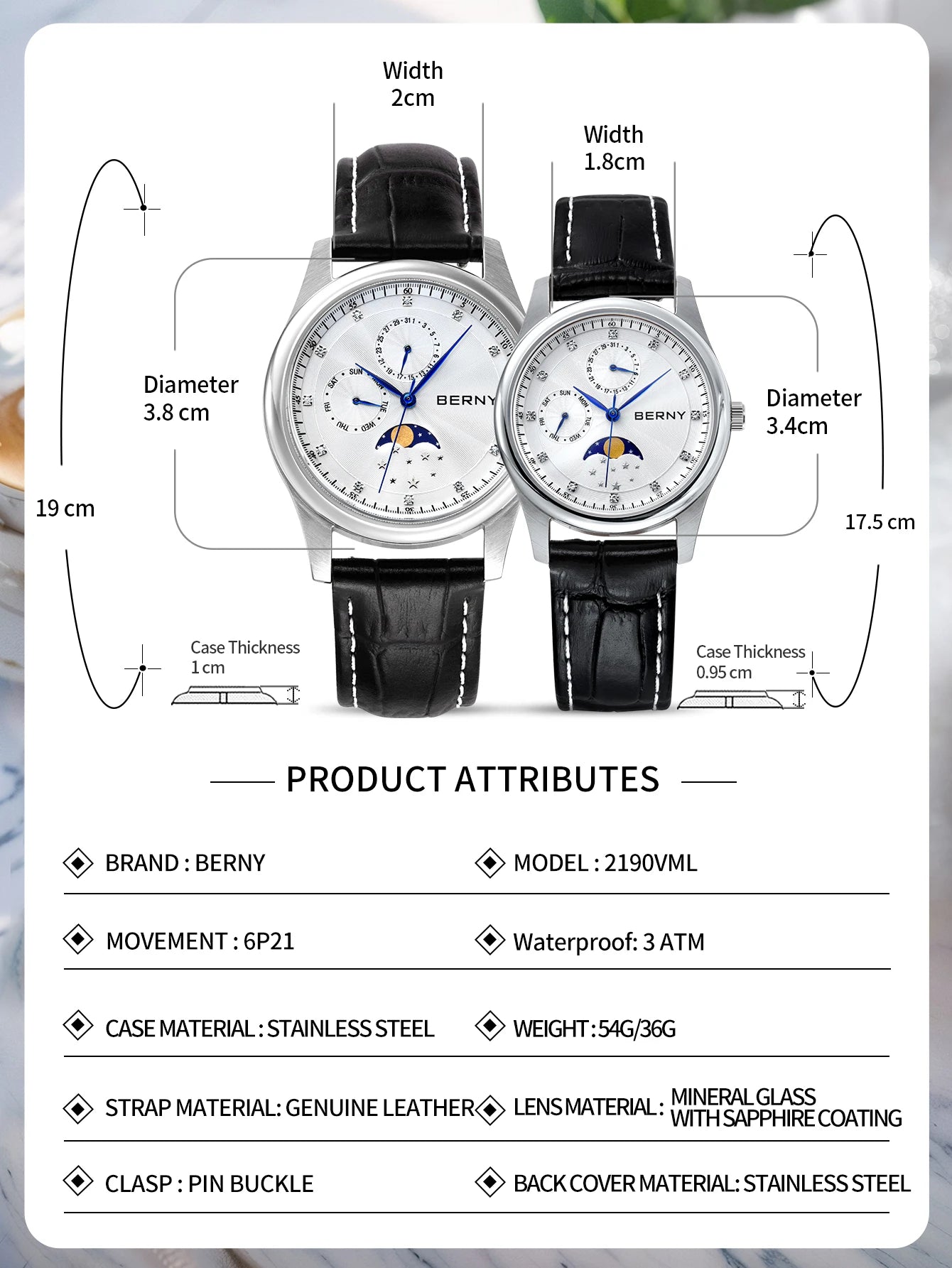 Moonphase Couple Watch Set