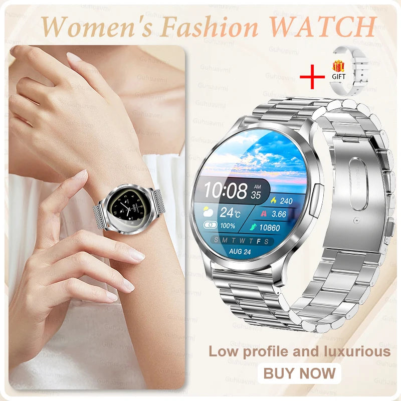 New Women Smart Watch 1.32"AMOLED Full Touch Screen Bluetooth Call Blood Pressure IP68 Waterproof NFC 7.3mm Ultra-thin bracelet