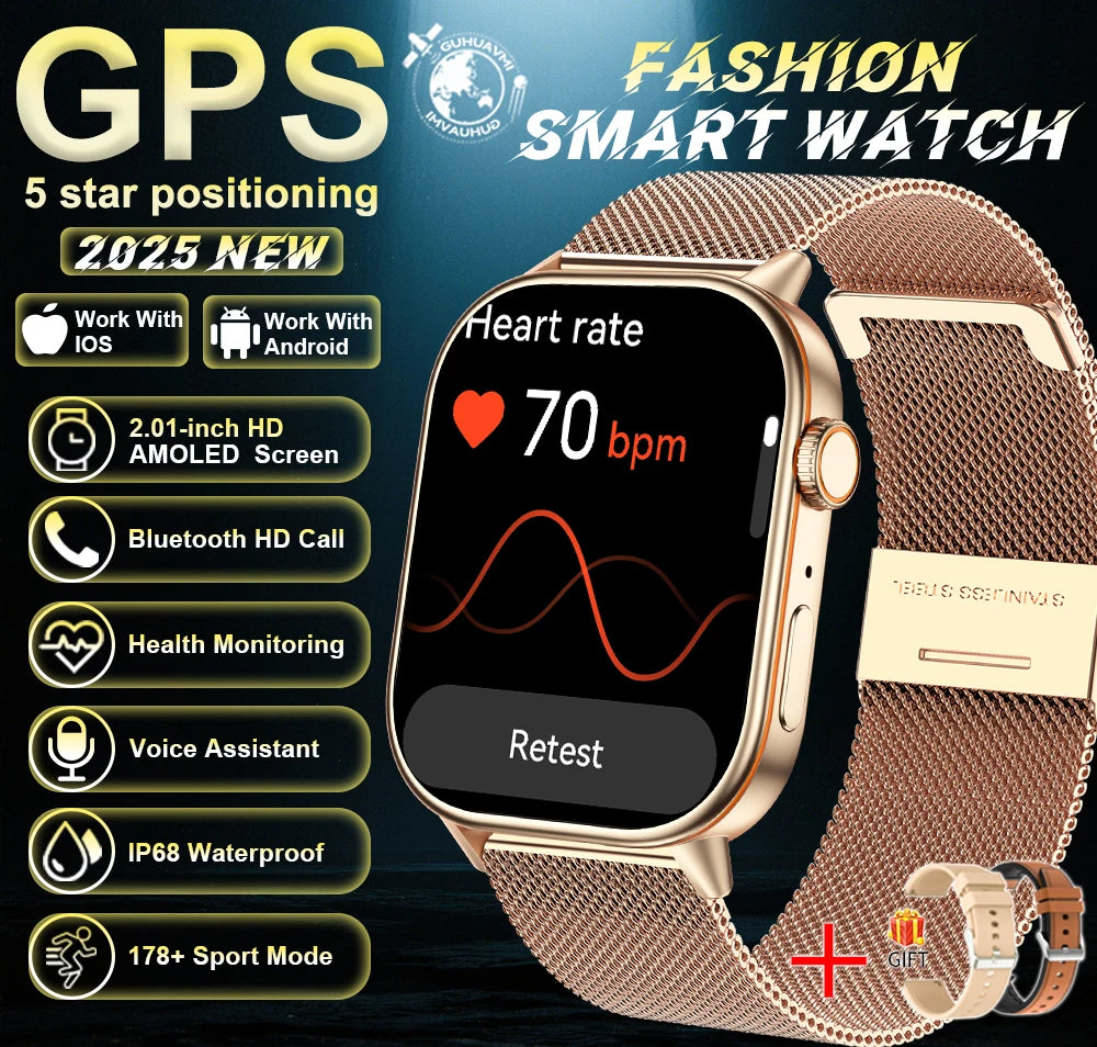 2026New Dual-band GNSS GPS Sports Smart Watches IP68K Swim Compass Heart rate tracker Military Bluetooth Call Bracelet Men Women