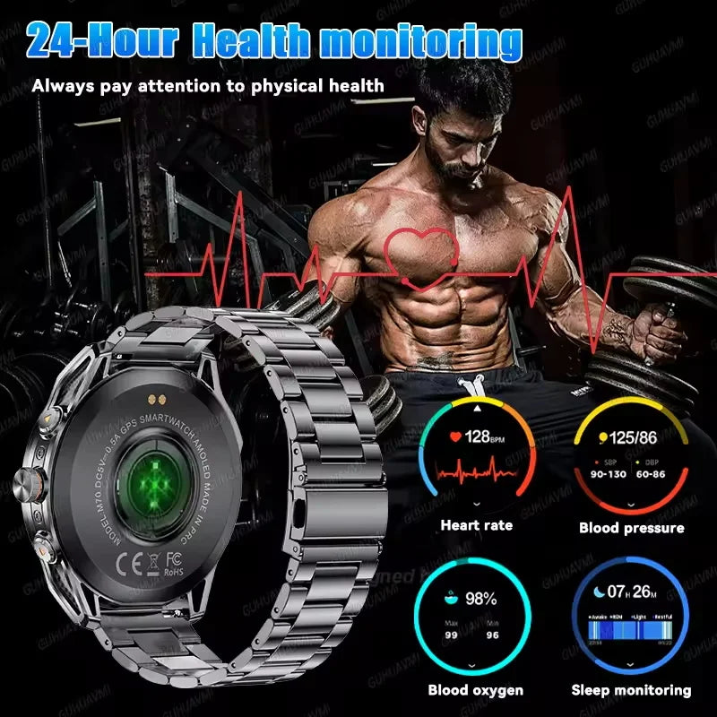 2026 Hot Sales Outdoor Durable GPS Sports Smart Watch Built-in GPS 1000mAh Battery 10ATM Waterproof 1.75" AOD Men Military Watch