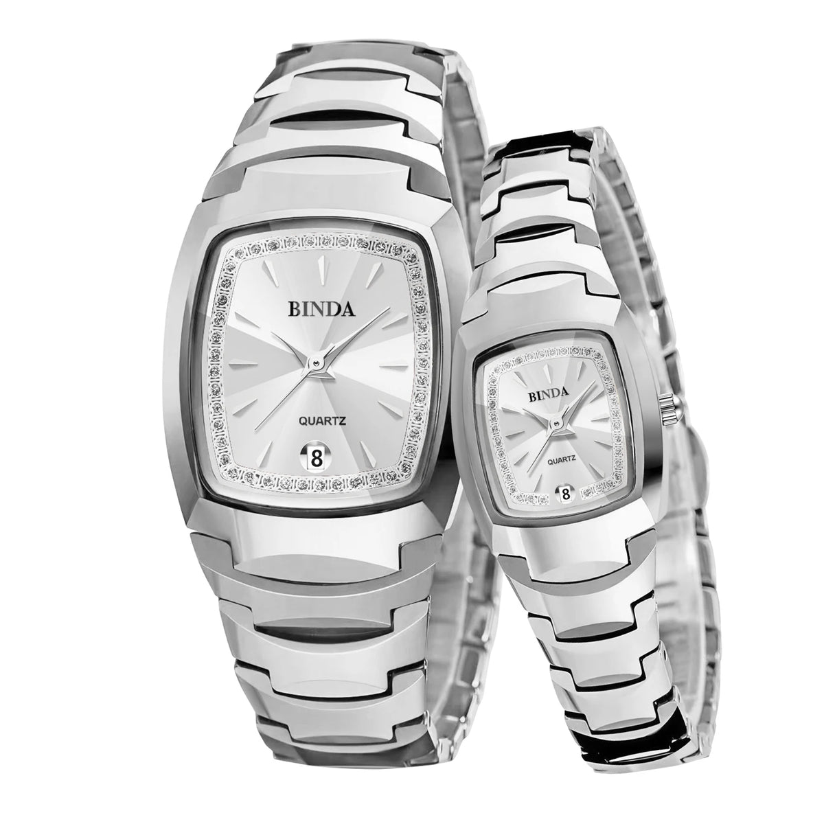2PCS Couple Watches Luxury Fashion Men Women Matching His and Hers Quartz Watches Simple Band with Gift Box