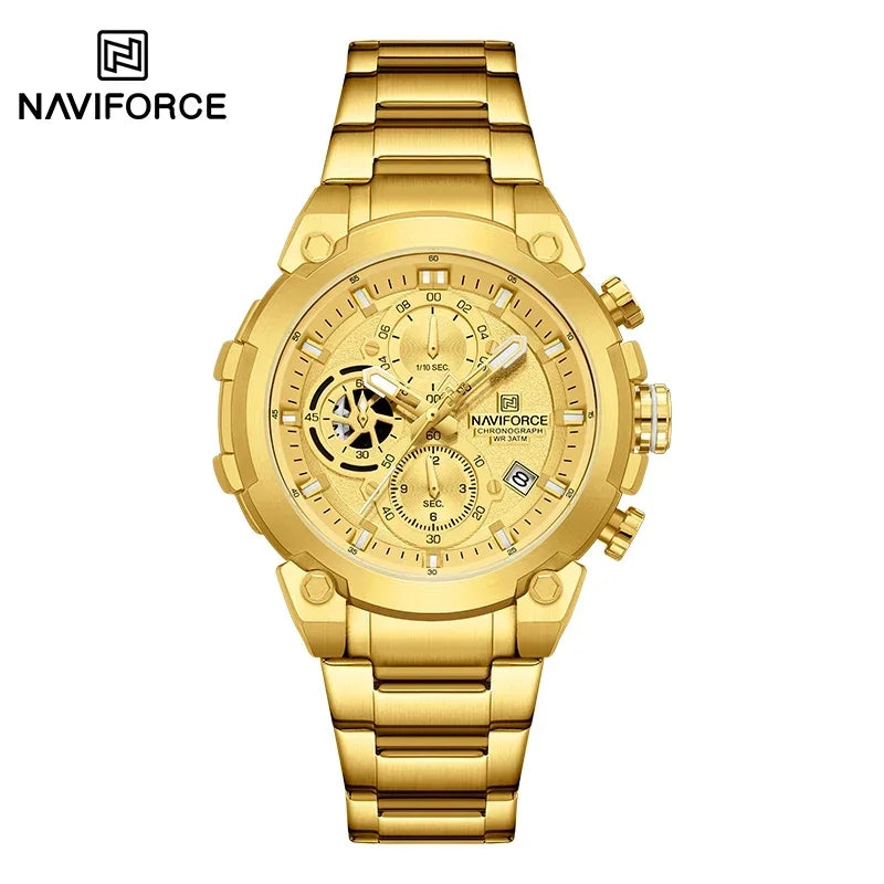 NAVIFORCF Men's Military Watch Luxury Waterproof Quartz Chronograph Wristwatch Fashionable Masculino Hot Fashion  Clock Watch