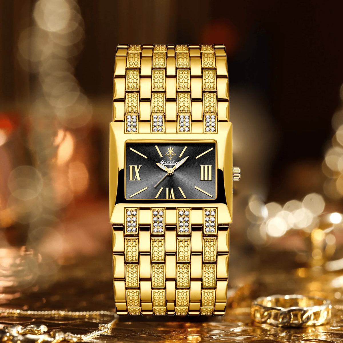 YaLaLuSi Fashion Women's Gold-Plated Quartz Watch Luxury New-Style Women's Gold Wristwatch Women's Gift Watch Box