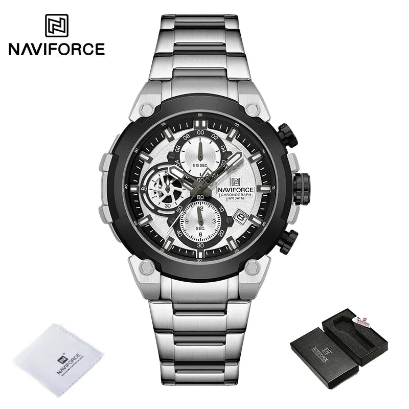 NAVIFORCF Men's Military Watch Luxury Waterproof Quartz Chronograph Wristwatch Fashionable Masculino Hot Fashion  Clock Watch