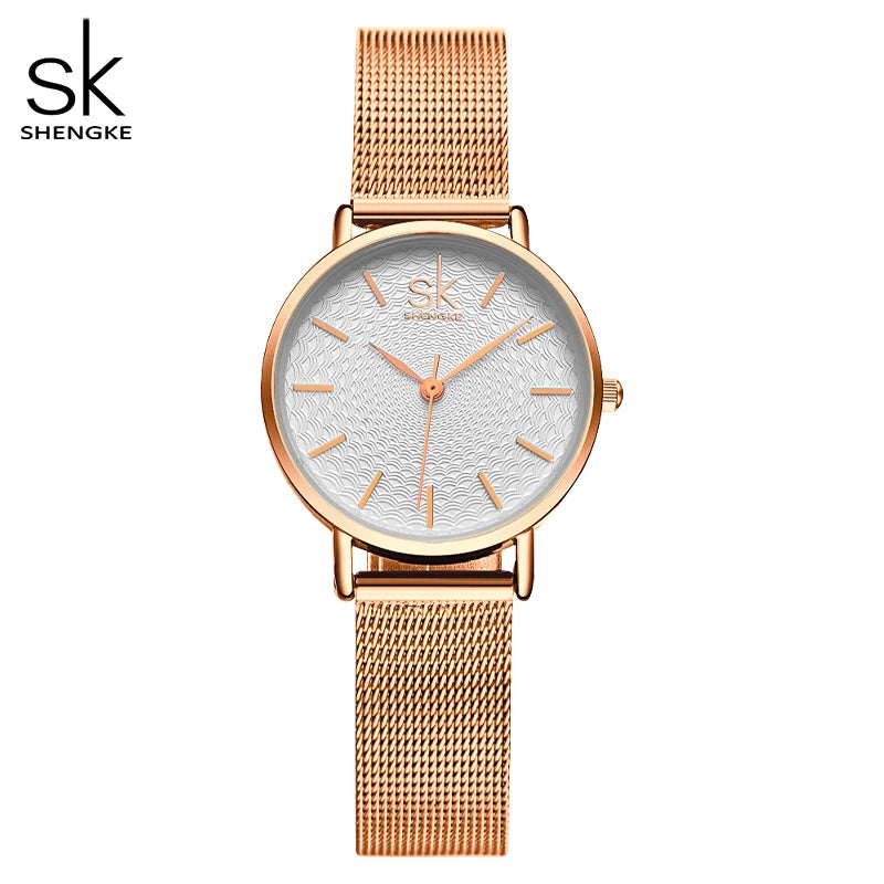 SK Super Slim Sliver Mesh Stainless Steel Ladies Watches Women Top Brand Luxury Casual Clock Waterproof Wristwatch for Women