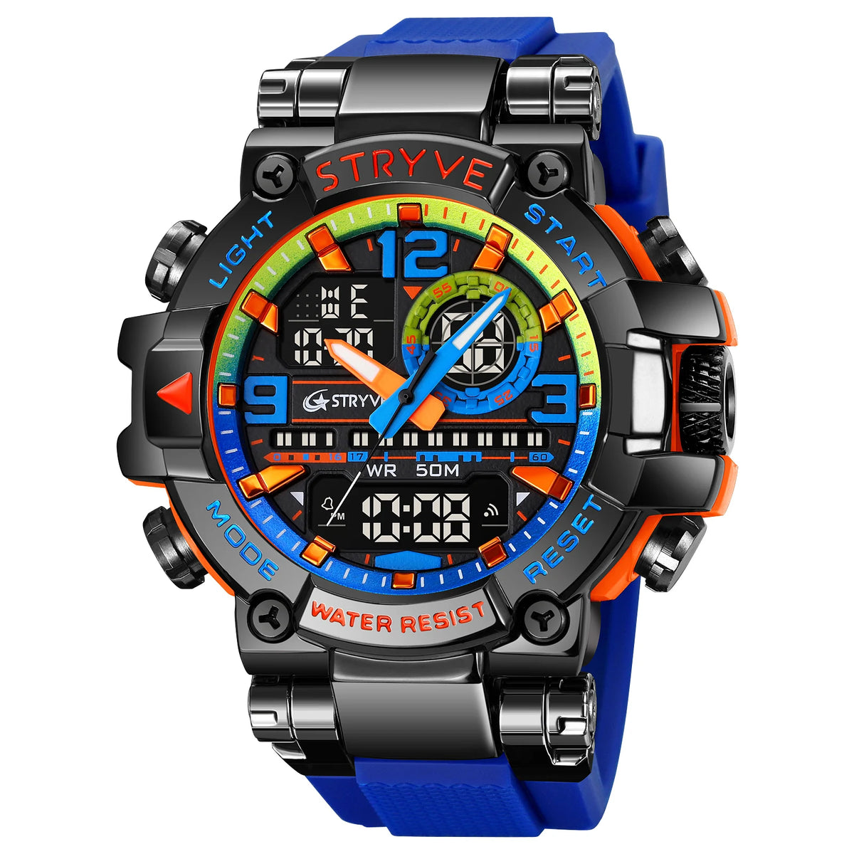 Men's STRYVE 8025 High Quality Digital-Analog Dual Movement 5ATM Waterproof Watches Fashion Sports Men's Relogio Masculino