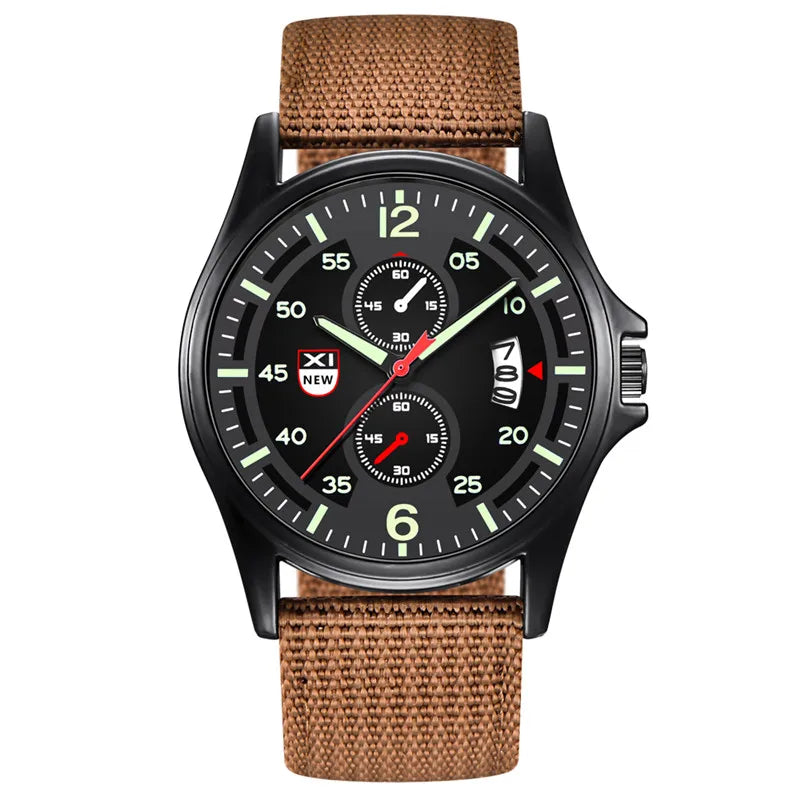 Genuine XINEW Brand Men Watches Students Fashion Casual Nylon Band Sports Date Quartz Wrist Watch Black Relogios Masculinos 2025