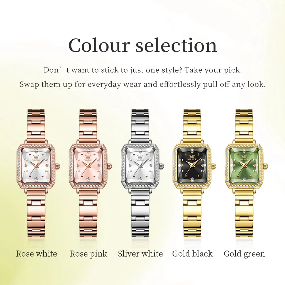 OLEVS Womens Watch Square Quartz Watch Waterproof Luminous Wristwatches For Women Original Elegant Luxury Fashion Reloj 5688
