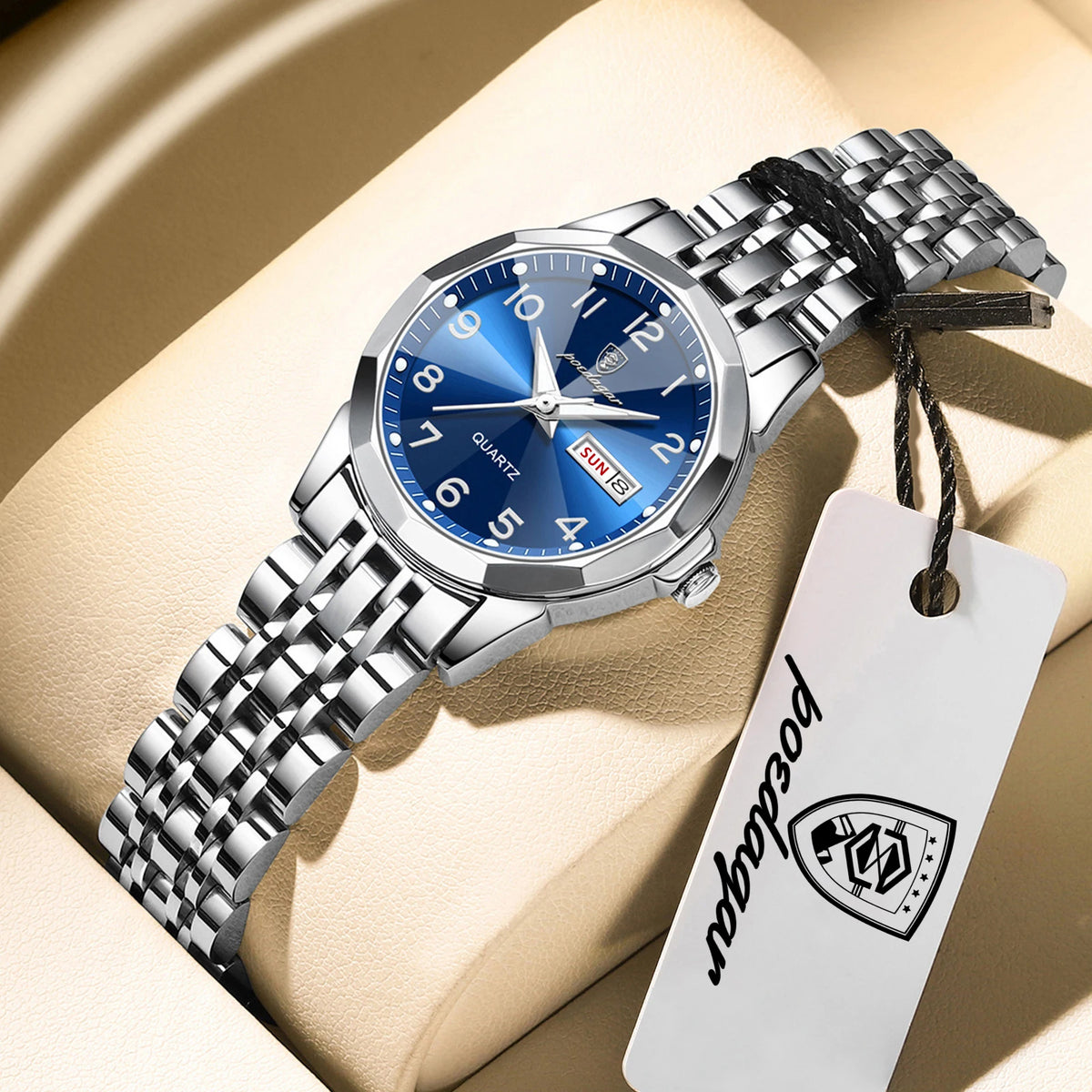 POEDAGAR Brand Watches For Couple Waterproof Date Week Couple's Watches Quartz Stainless Steel Fashion Lovers Watch Set+Box Gift