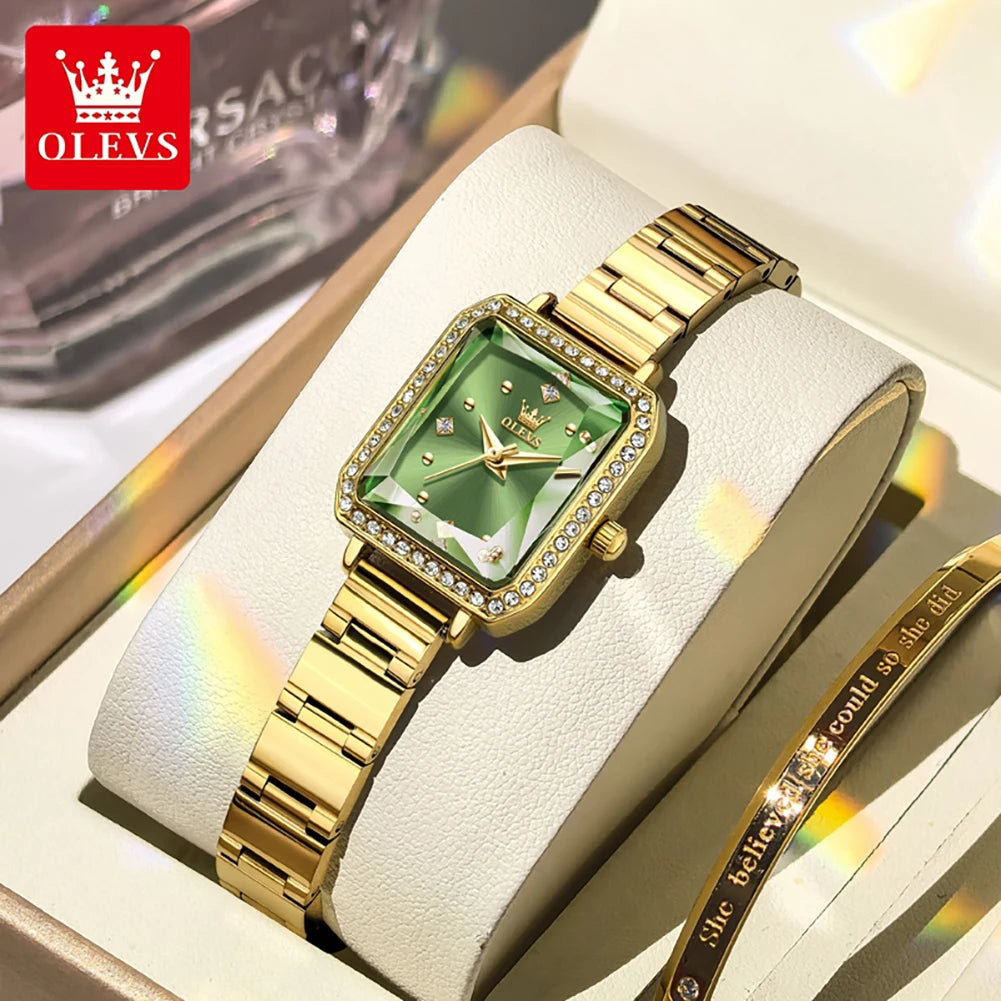 OLEVS Womens Watch Square Quartz Watch Waterproof Luminous Wristwatches For Women Original Elegant Luxury Fashion Reloj 5688