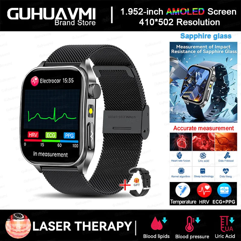 2026 New Non-Invasive Laser Treatment Three High Smart Watch  ECG+PPG Blood Fat Uric Acid Health Diagnosis Smart Watches For Man