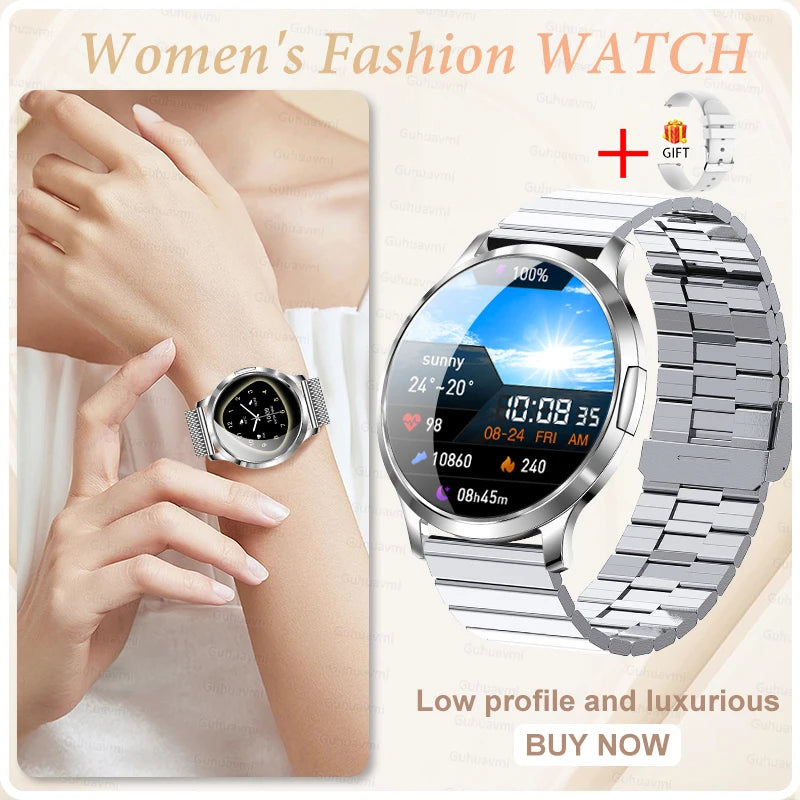 New Women Smart Watch 1.32"AMOLED Full Touch Screen Bluetooth Call Blood Pressure IP68 Waterproof NFC 7.3mm Ultra-thin bracelet