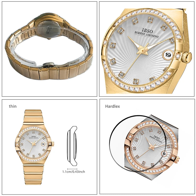 Luxury Designer Watch Woman Diamond Gold Fashion New Quartz Wrist Clock Female Gift Waterproof Elegant Ladies Wristwatch Shine