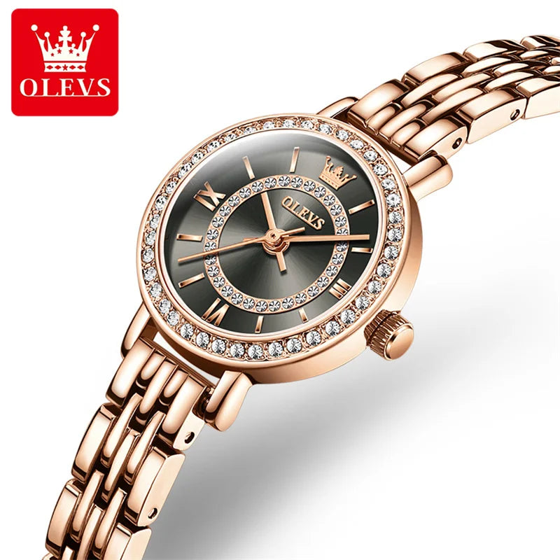 OLEVS New Luxury Rose Gold Small Dial Women Watches Fashion Simple Ladies Quartz Watch Bracelet Waterproof Reloj