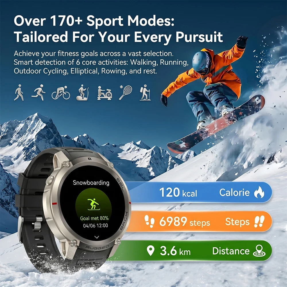 2026 new generation six-star GPS smart watch 1.43-inch AMLED screen 5atm waterproof offline map compass outdoor sports bracelet