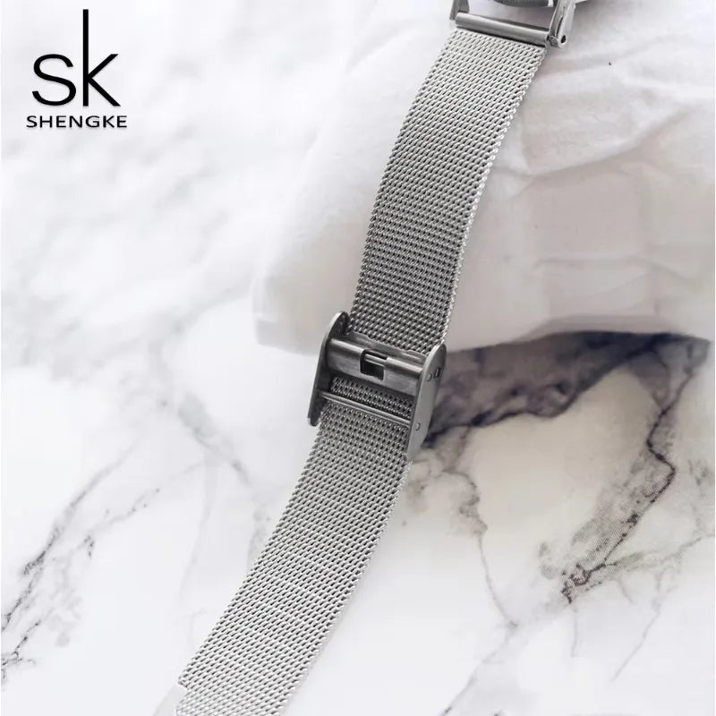 SK Super Slim Sliver Mesh Stainless Steel Ladies Watches Women Top Brand Luxury Casual Clock Waterproof Wristwatch for Women