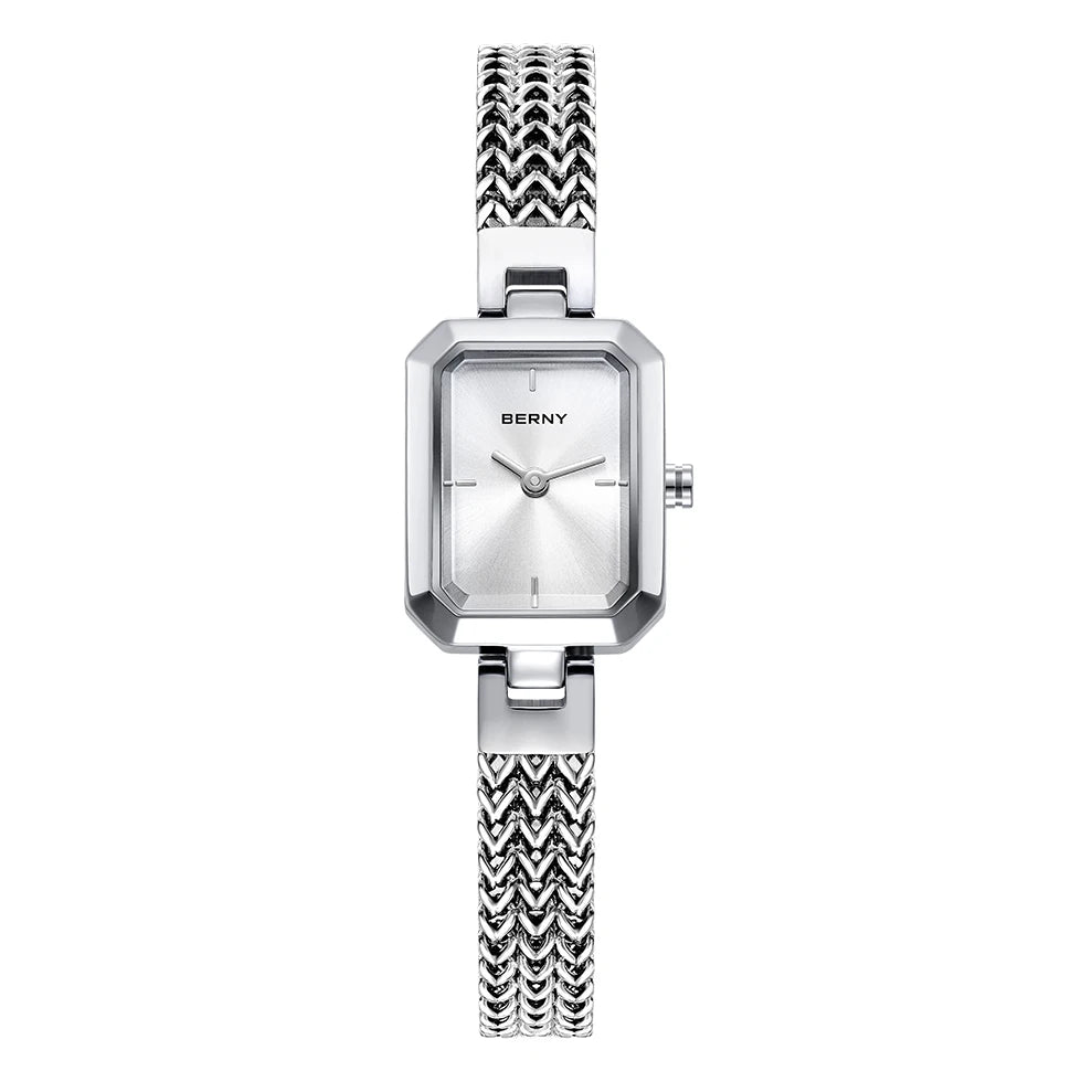 BERNY Square Women Wristwatch Luxury Fashion Quartz watches Minimalist Rectangle Mini Dial Stainless Steel Jewelry Women's Watch