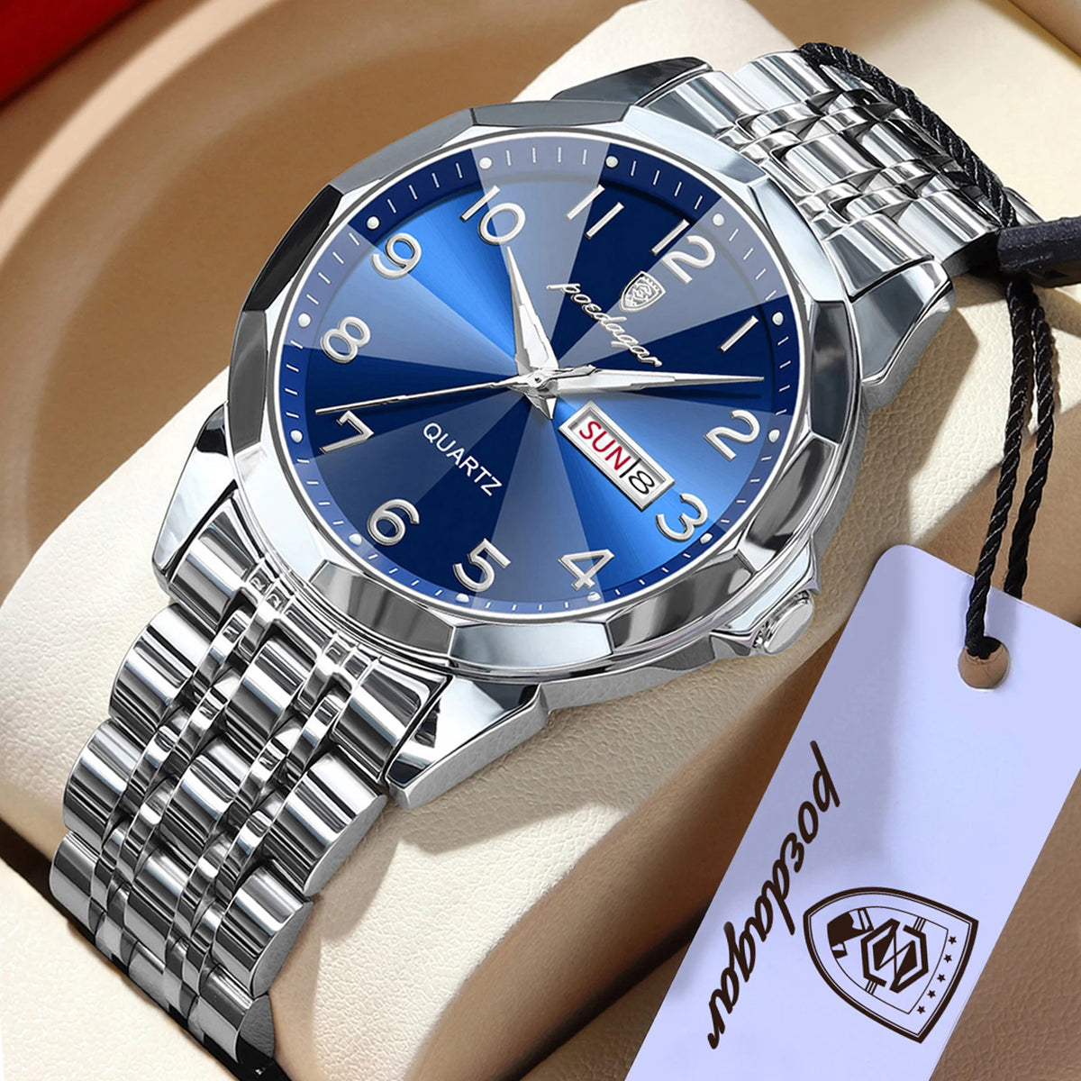 POEDAGAR Brand Watches For Couple Waterproof Date Week Couple's Watches Quartz Stainless Steel Fashion Lovers Watch Set+Box Gift