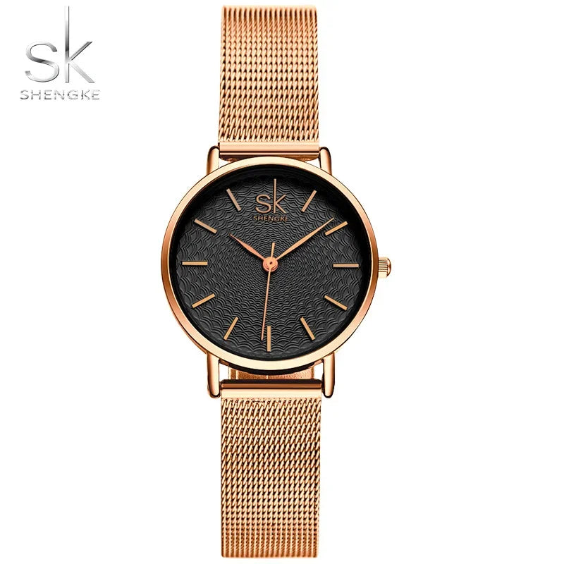 SK Super Slim Sliver Mesh Stainless Steel Ladies Watches Women Top Brand Luxury Casual Clock Waterproof Wristwatch for Women