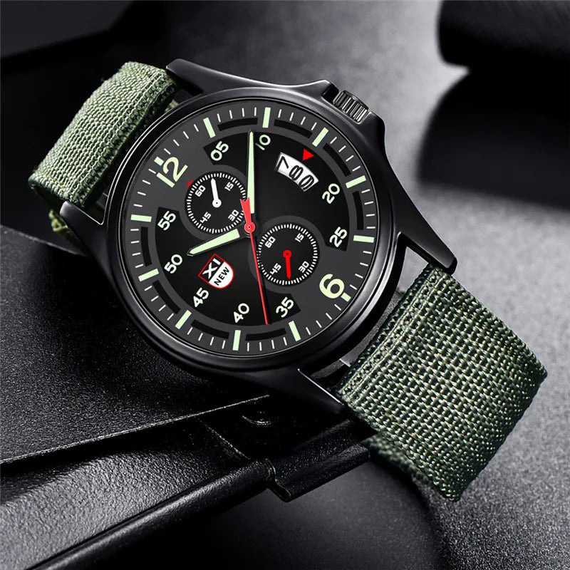 Genuine XINEW Brand Men Watches Students Fashion Casual Nylon Band Sports Date Quartz Wrist Watch Black Relogios Masculinos 2025
