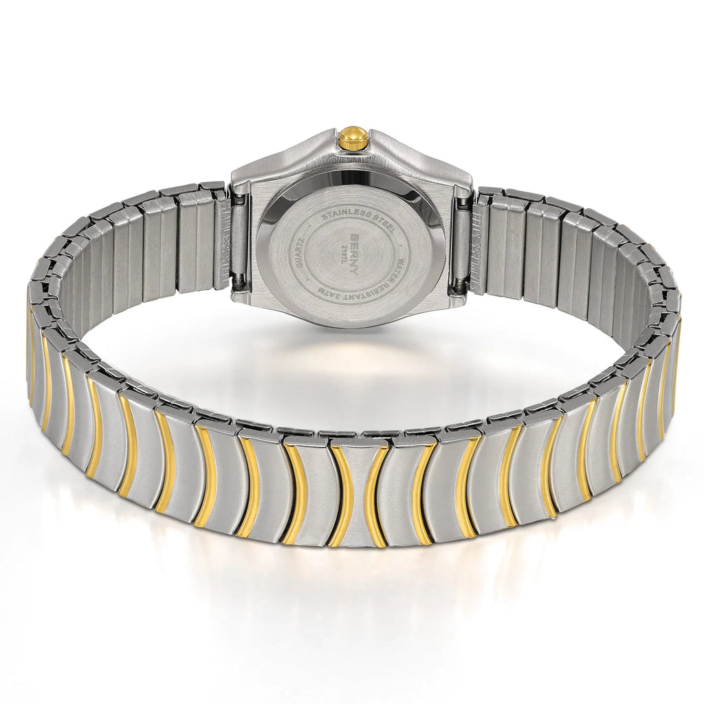 BERNY Gold Quartz Women Watch Fashion Easy Ware Women's Watches 3ATM Waterproof Stainless Steel Gold Expansion Band Ladies Watch