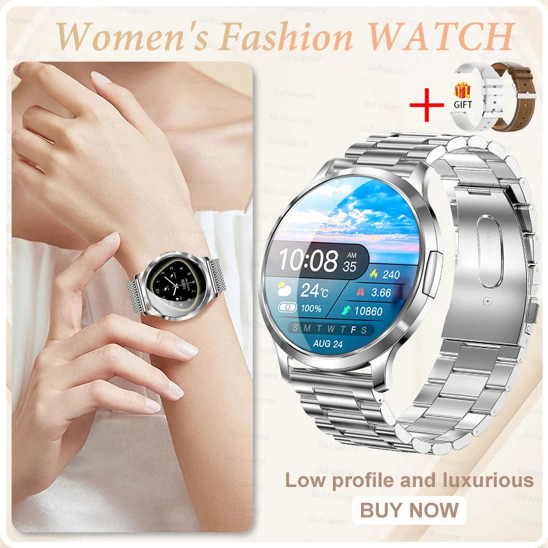 New Women Smart Watch 1.32"AMOLED Full Touch Screen Bluetooth Call Blood Pressure IP68 Waterproof NFC 7.3mm Ultra-thin bracelet