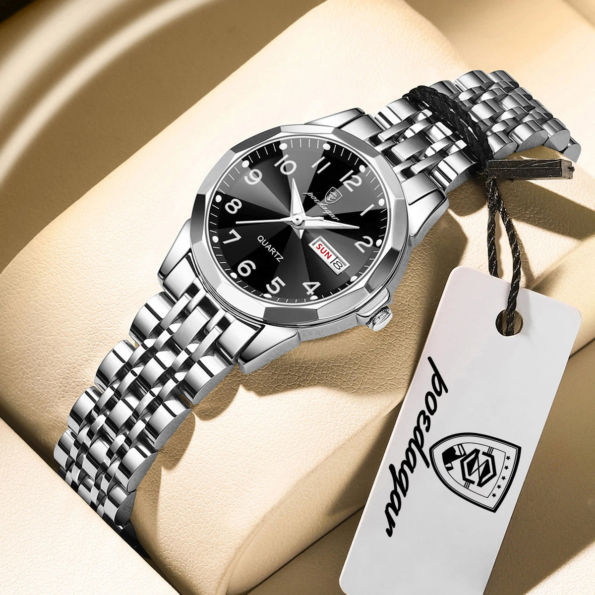 POEDAGAR Brand Watches For Couple Waterproof Date Week Couple's Watches Quartz Stainless Steel Fashion Lovers Watch Set+Box Gift