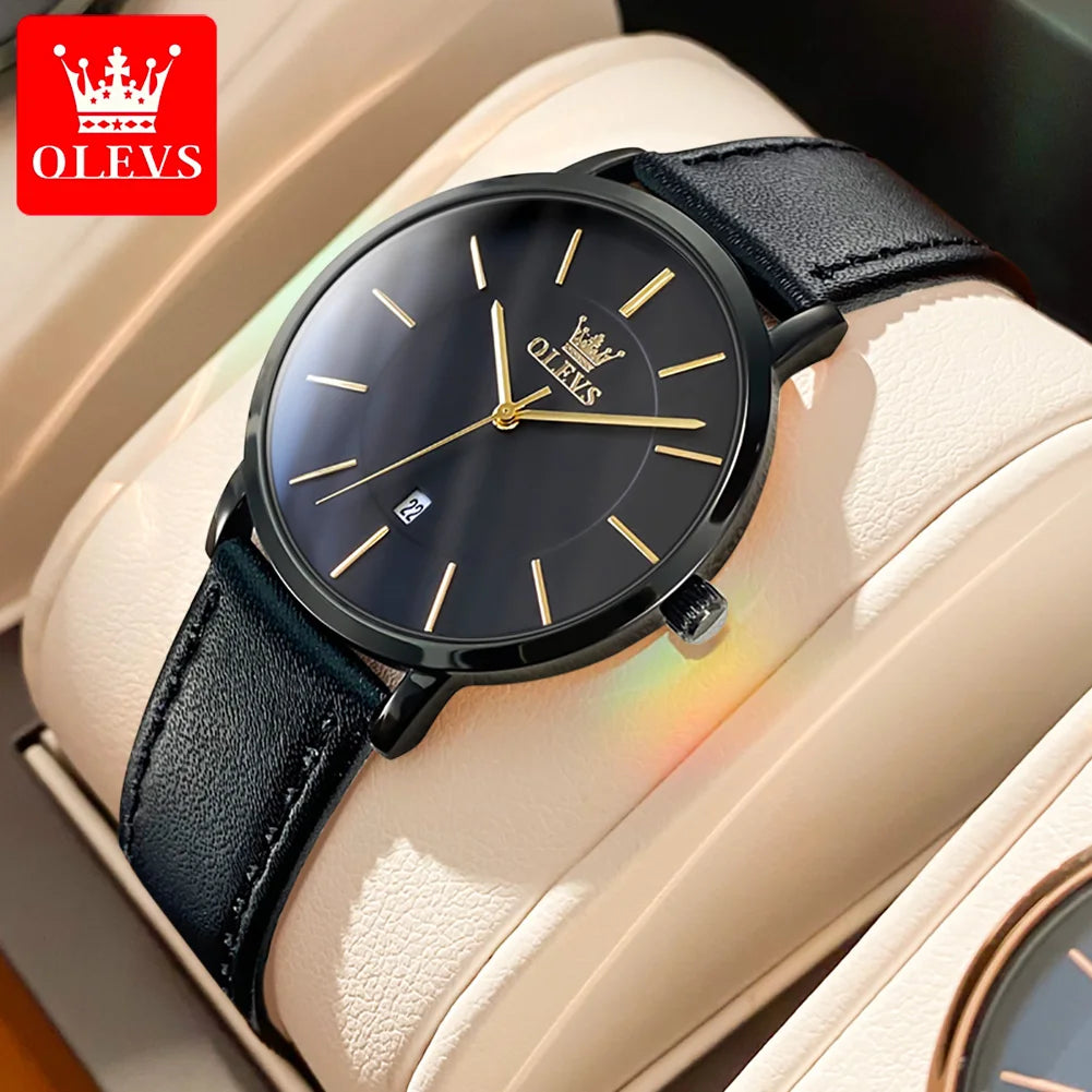 OLEVS Watch For Women Japan Quartz Movement 6.5mm Case Thickness Waterproof Ladies Hand Clock Calendar Fashion Dress Wrist Watch